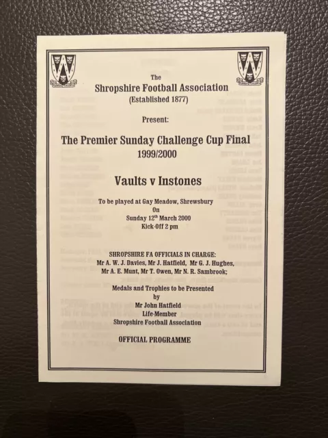 12.3.2000. Vaults v Instones (Shrops FA Challenge Cup Final), At Shrewsbury T.