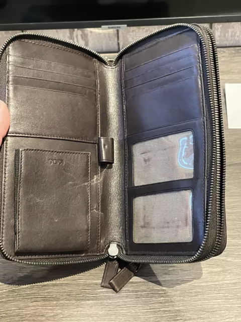 TUMI brown double zip RFID travel wallet 2