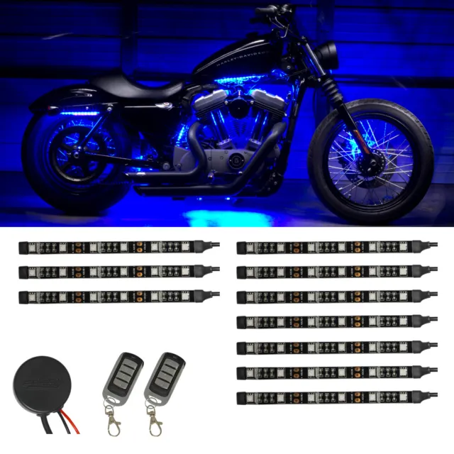 LEDGlow 10pc Advanced Blue LED Flexible Motorcycle Accent Neon Engine Light Kit