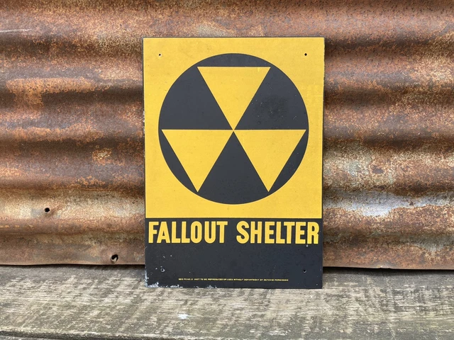 Vintage Civil Defense Fallout Shelter Sign Cold War Department of Defense DOD
