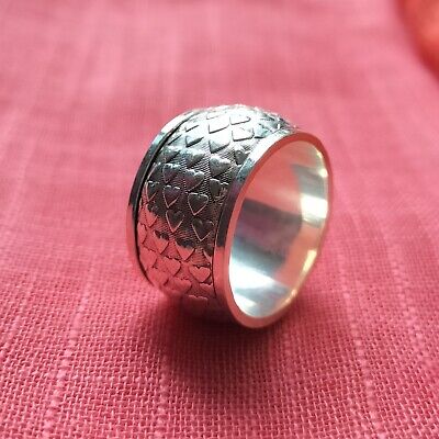 925 Sterling Silver Ring Spinner Ring handmade designer Wide Band ring PS7