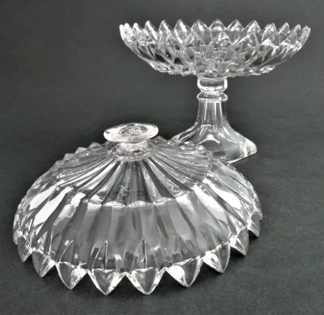 Boston & Sandwich Flint Glass - Antique COVERED COMPOTE - sawtooth PRESSED PRISM