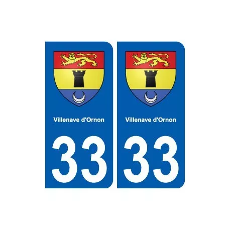 33 Villenave-d'Ornon blason ville autocollant plaque stickers arrondis