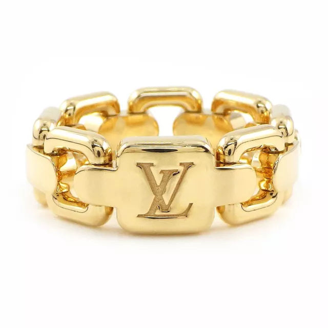 LOUIS VUITTON M80191 Bague Signet Ring LV Gold Metal Size L Size #62 US  #10.5