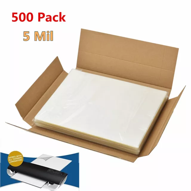 500 Quality Letter Size Heat Thermal Laminating Pouches - 9" X 11.5" Sheet 5 Mil