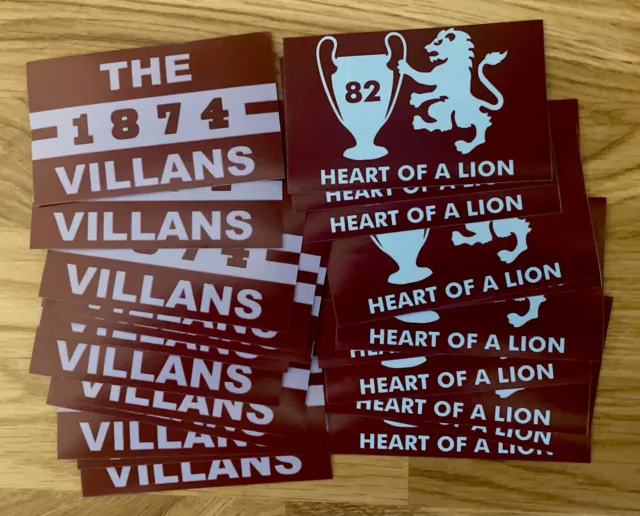 24 x Aston Villa FC Stickers -  Pack Of 24 - Flag Scarf Shirt Badge Print Hat