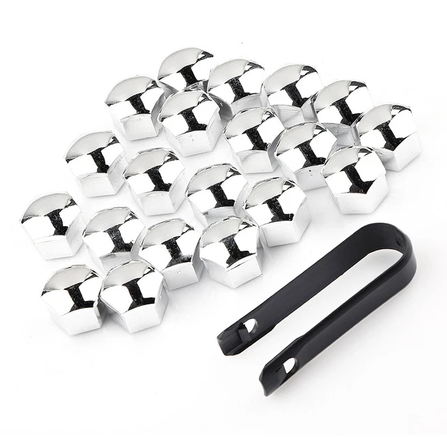 Lot 20 Cache-Vis Écrous 17 Mm Chrome – Bouchons De Roue, Capuchons De Boulons, Finition Miroir