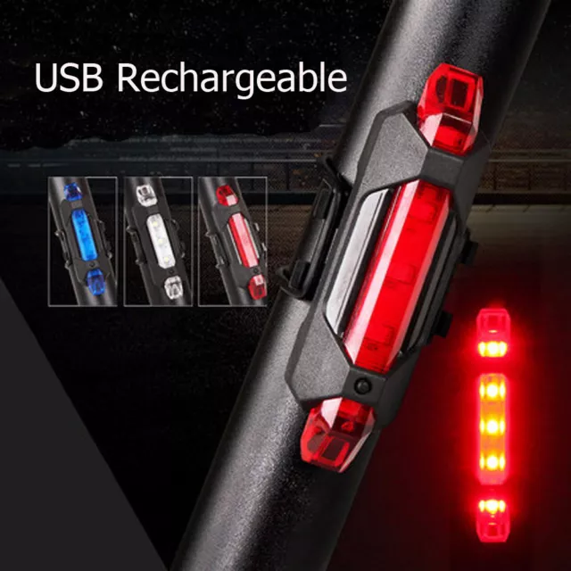 5 DEL USB rechargeable vélo feu arrière vélo sécurité vélo avertissement feu arrière