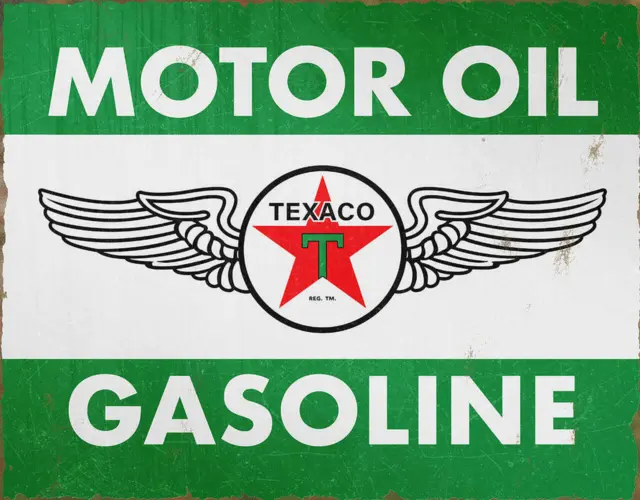 Texaco Motor Oil Gasoline Garage Service Rustic Retro Metal Sign 16" x 13"