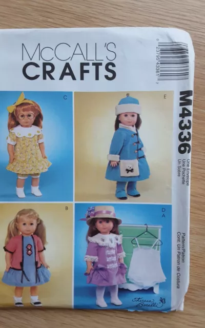 McCalls Vintage 18 inch Dolls Clothes Sewing Pattern M4336