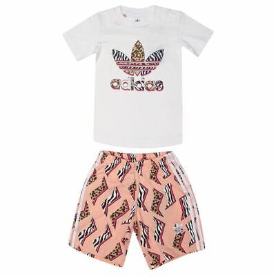 Girl's adidas Originals Baby Graphic Print Shorts And Tee Set in White