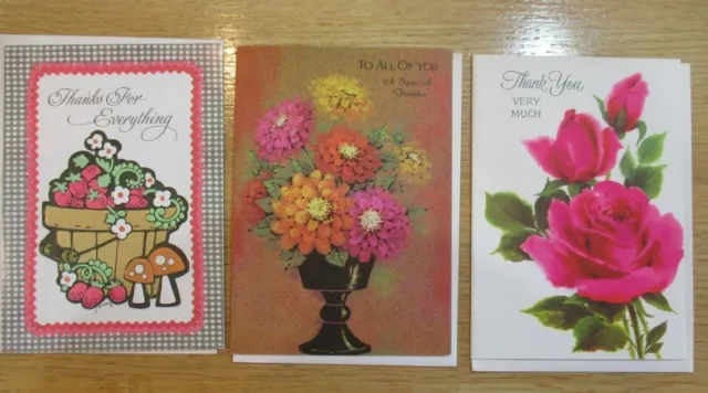 3 VINTAGE 1970's GIBSON & BUZZA Mixed lot of THANK YOU GREETING CARDS NOS