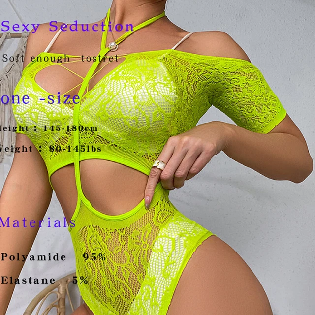 1 set body porno lingerie sexy rete da pesca donna bellissimi erotici trasparenti linge-H7