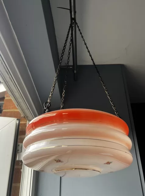 Vintage Flycatcher Lamp Light Shade Orange Glass Art Deco