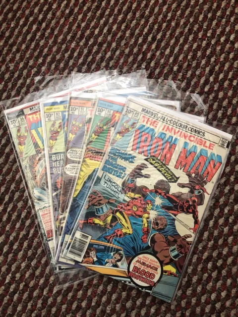 The invincible iron man comics . Nos start at 89.90.91.92.and 94