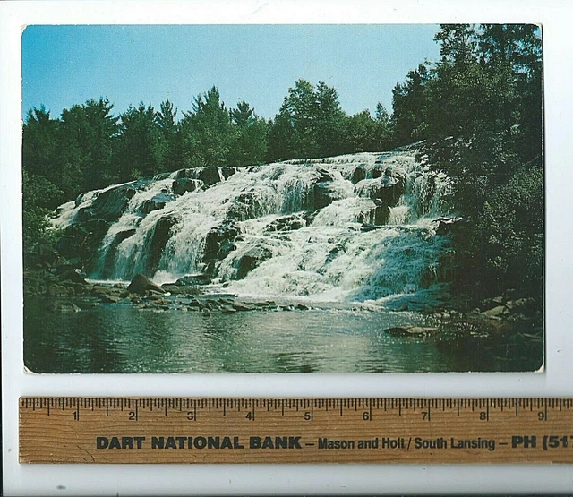 1955 vintage GIANT Postcard BOND FALLS Upper Peninsula MICHIGAN & 1970's card UP 3