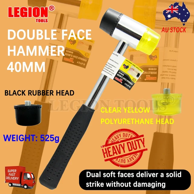 40mm Rubber Mallet Soft Face Hammer Double Side Grip Handle Shaft DIY No Harm