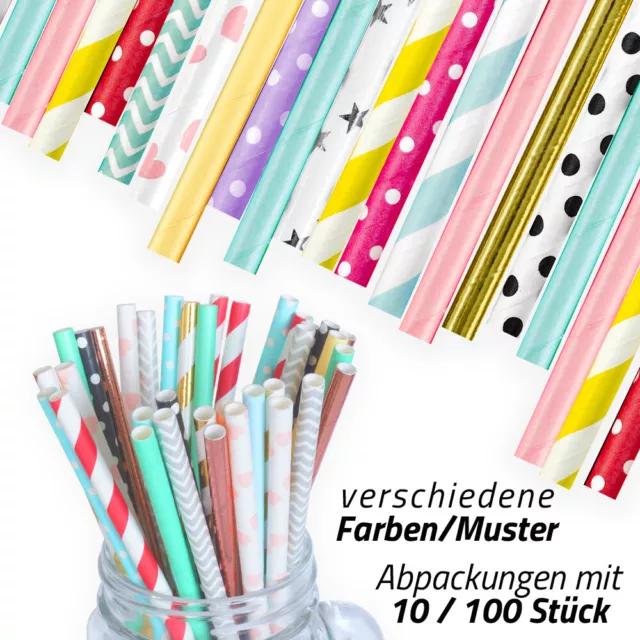 Papier Strohhalme Strohhalm Trinkhalme Trinkröhrchen Party Cocktail Straws Bunt