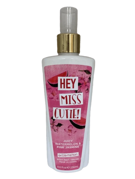 Hey Miss Cutie Exclamation 8 oz /236 ml Body Mist Watermelon & Jasmine Fragrance Hey Miss Cutie Exclamation 8 oz /236 ml Body Mist Watermelon & Jasmine Fragrance