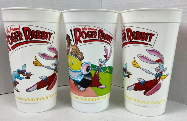 WHO FRAMED ROGER Rabbit McDonald's Plastic Cups 1988 Coke Canada #21K £ ...