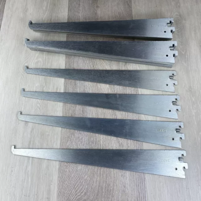 Lot of 25 - Reeves 4 Slot 14" Shelf Brackets Hangers Silver Color Display Hang
