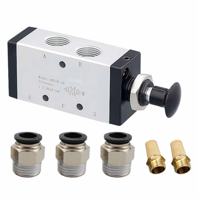 Solenoid Valve Airflow Valve Industry 2-Positions 3/8inch 5-Way Hand-Pull