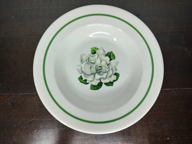 SYRACUSE China made in USA Set of 7 Soup Bowls White Rose Made in USA