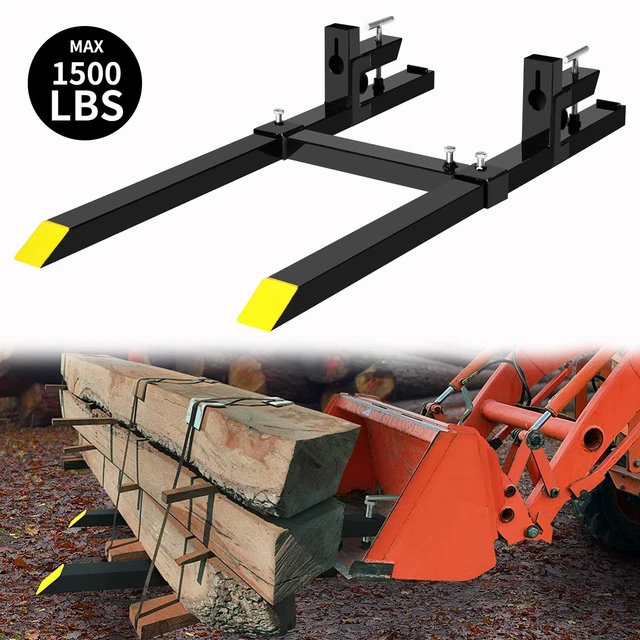 Tractor Pallet Forks 60" 1500 Lbs Heavy Duty Loader Max Clamp On Tractor Bucket