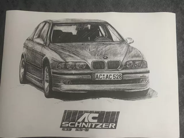 Bmw E39 Ac Schnitzer S5 A3 Ink Drawing Print Premium Quality