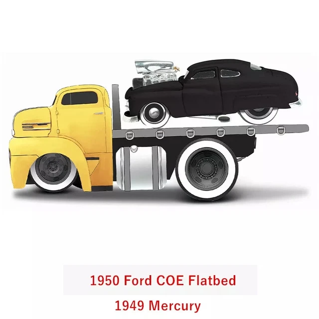 MAISTO MUSCLE MACHINES Transport 05 1950 Ford Coe Flatbed 1949 Mercury