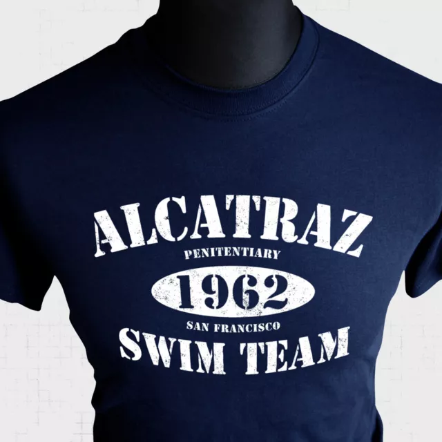 Alcatraz Swim Team T Shirt Funny Gift Joke Prison Rock San Francisco Escape Blue