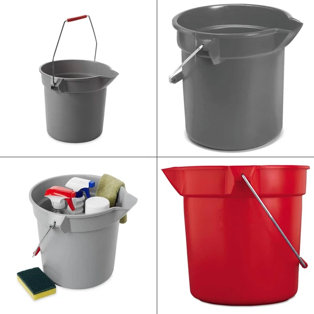 Brute 10 Qt. Red Bucket | Rubbermaid Round Utility Commercial Products Pail Of