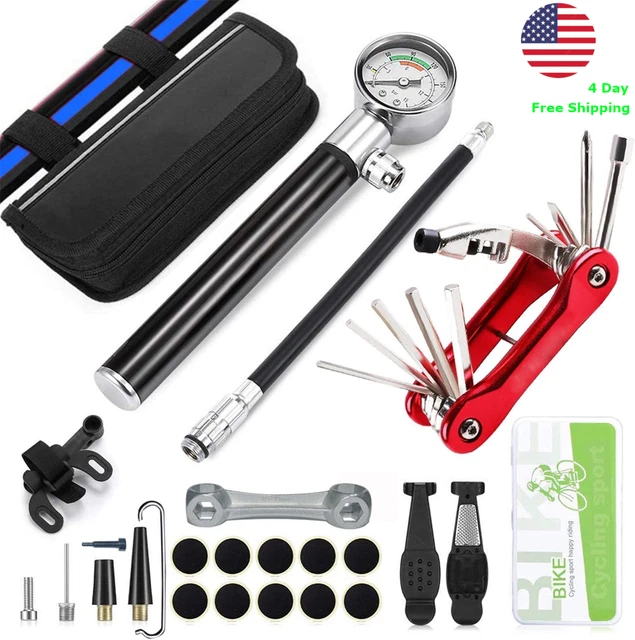 Bike Tool Kit Bicycle tire Repair set Pump Wrench Multi chain Tyre Patch Bag MTB