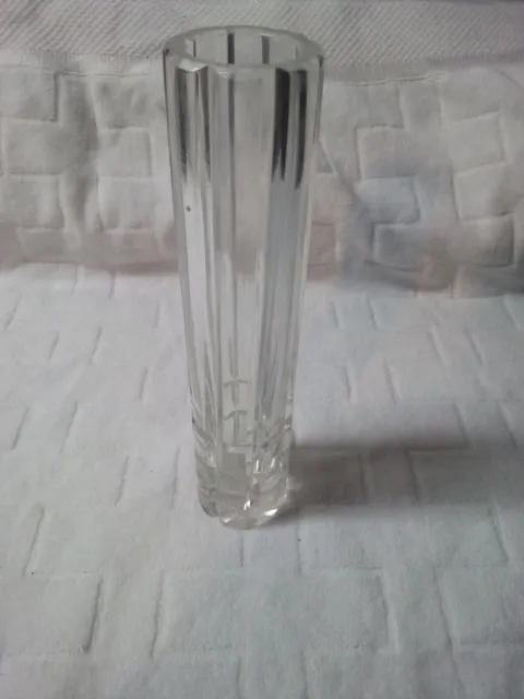 Vintage ACC Hand Cut 24% Lead Crystal 8" Tall Vase - Made in Poland - EUC