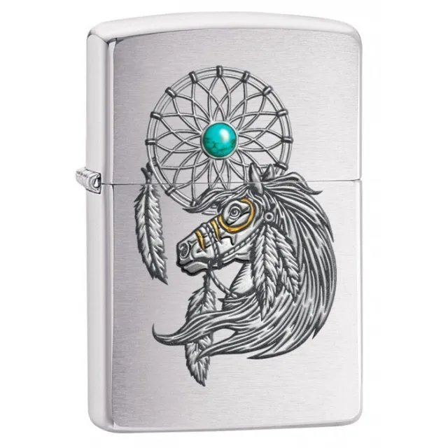 Zippo Lighter Native American Horse and Dreamcatcher - Brushed Chrome 80211