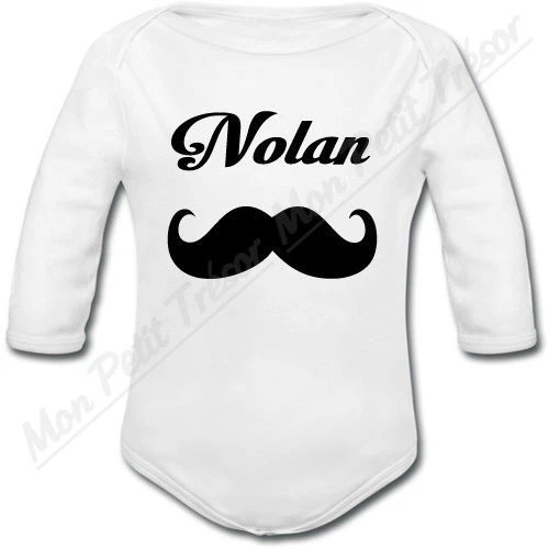 Body Bébé Moustache avec prénom personnalisé - cadeau de naissance garçon fille