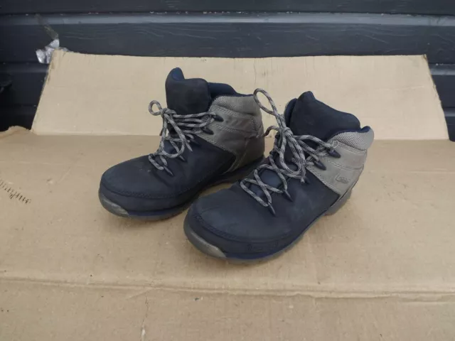 Boys Timberland Euro Sprint Boots Size 3.5. Navy Blue / Grey Used