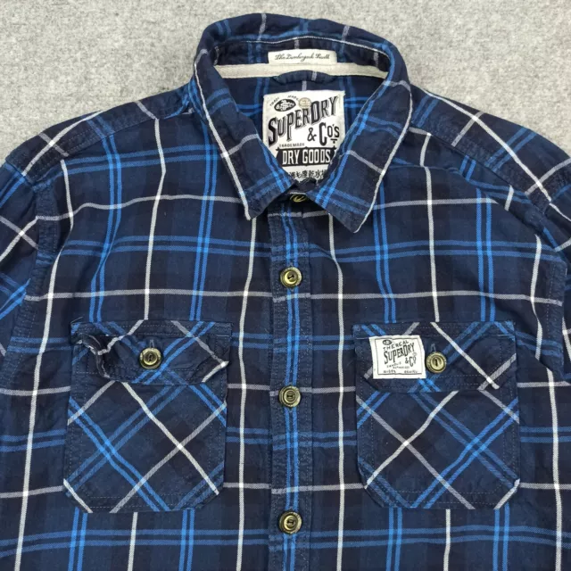 Superdry Hombre Camisa de Franela Talla L La Leñador Sarga Cuadros