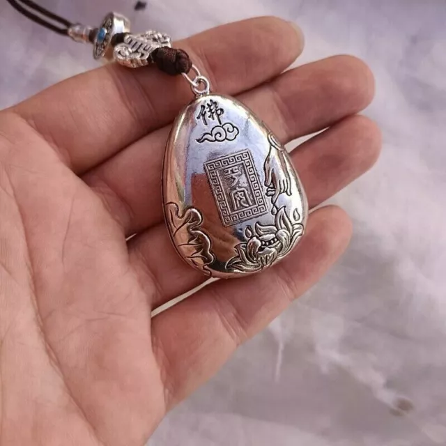 Exquisite Old Chinese tibet silver handcarved Bergamot Pendant Waist card 6820