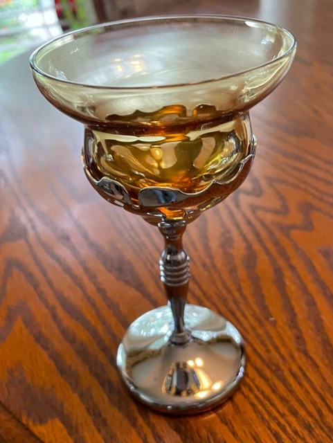 Cambridge Glass Farber Brothers Amber 6" Cocktail Stem Chrome