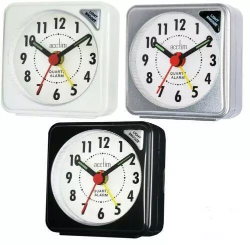 Acctim Ingot Mini Alarm Clock Quartz Movement Bedside Analog Pocket Travel Clock