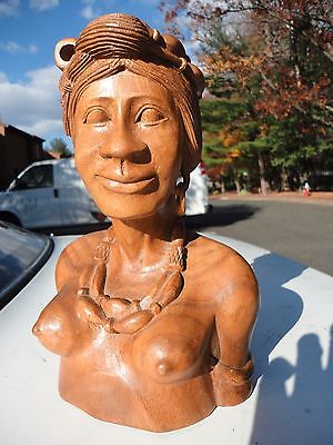 Philippines Hand Carved Wood Tribal Ethnic Igorot Woman Bust Wood statue