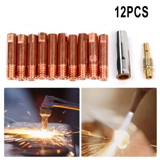 Efficiente kit di punte di contatto 12 pz per supporto punta saldatura MIG M6 incluso