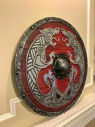 NEW Medieval Shield Viking Shield 30" Wooden Shield Heavy Metal Fitted Handmade