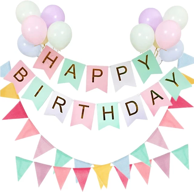 Geburtstags-Banner „Happy Birthday“ – Wimpel-Kette Schwarz/gold, 6 M Band, Inkl. Montage-Nadel, Für Party-Deko