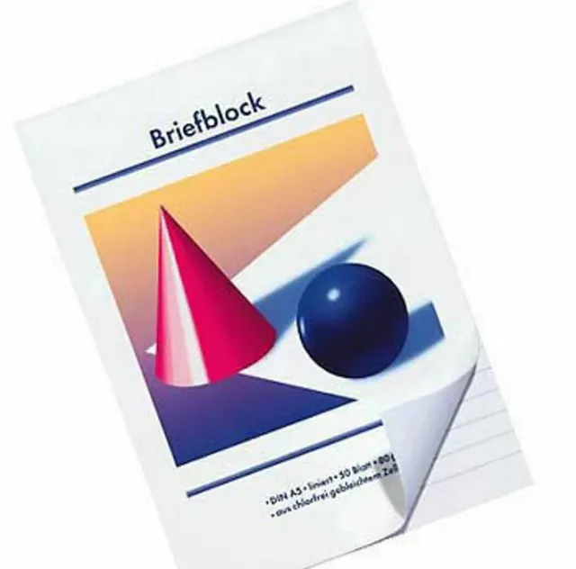 Briefblock DIN A5 Schreibblock liniert oder kariert 50 Blatt Kugel und Kegel ,