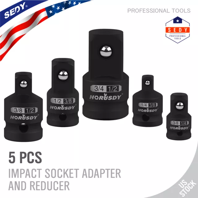 5-pack 3/8" 1/4" 1/2" 3/4" Drive Ratchet Socket Adapter Reducer Air Impact Set