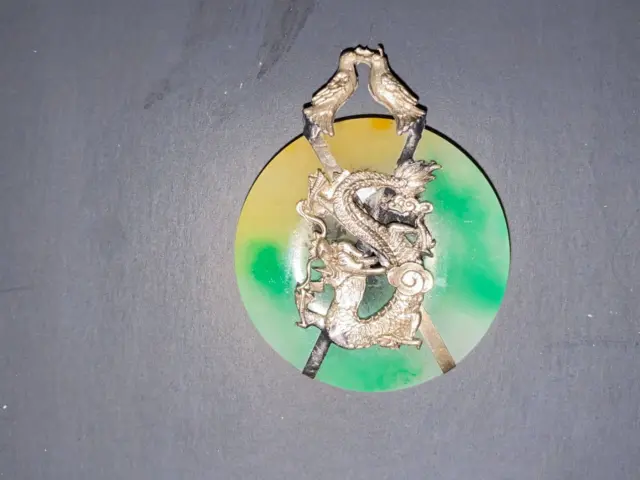 Chinese Multi- Color Jadeite Pendant with Platinum Clasp
