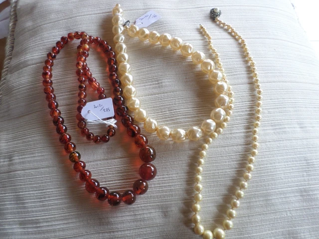 Colliers vintage de perles Fantaisie, perles déstructurées , sautoir- lot de 3