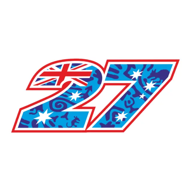 Gloss Laminate Aufkleber der Nummer 27 für Fahrer Casey Stoner X-Large